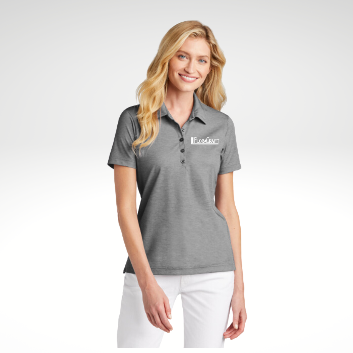 TravisMathew Ladies Oceanside Heather Polo in Quiet Shade Grey - Embroidery