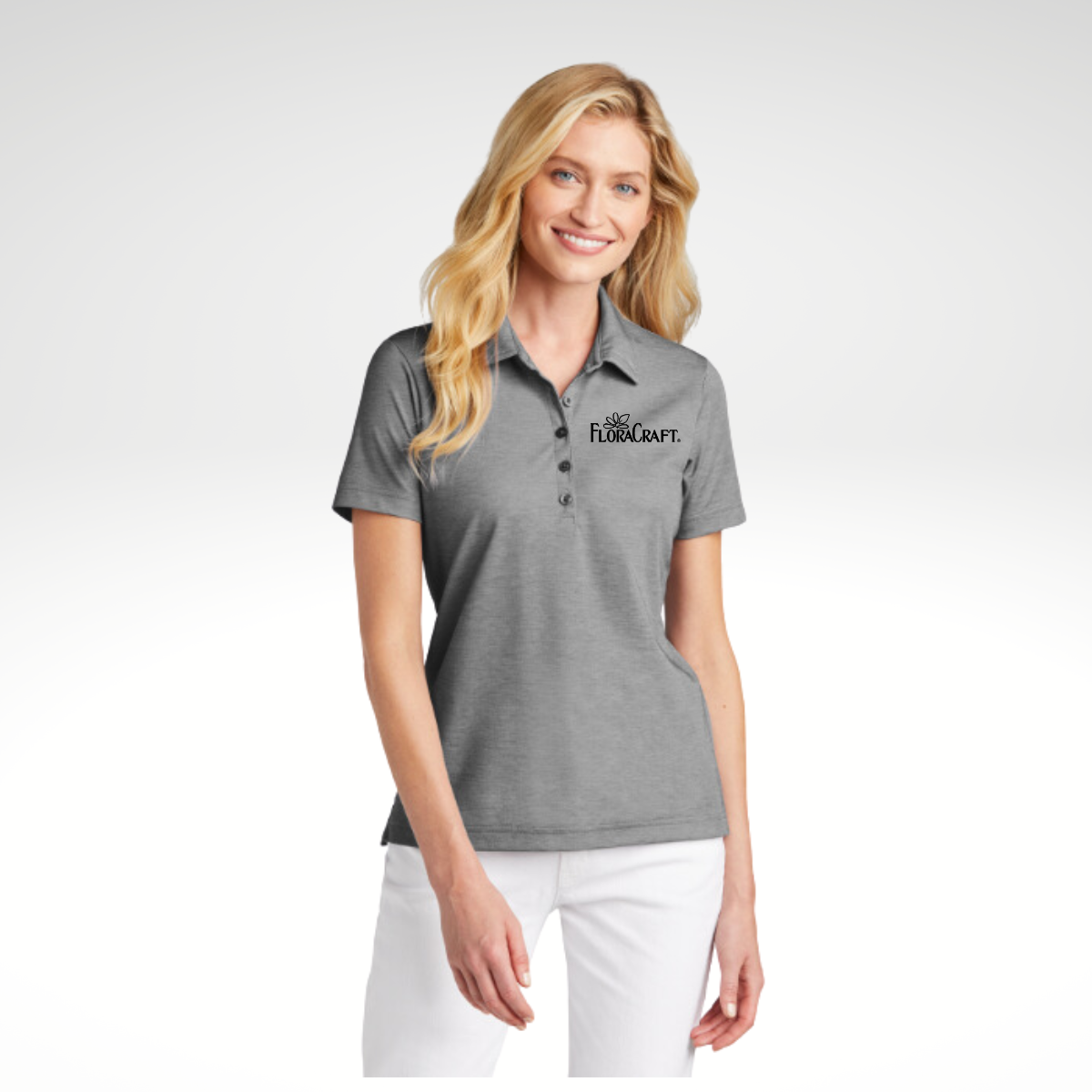 TravisMathew Ladies Oceanside Heather Polo in Quiet Shade Grey - Embroidery