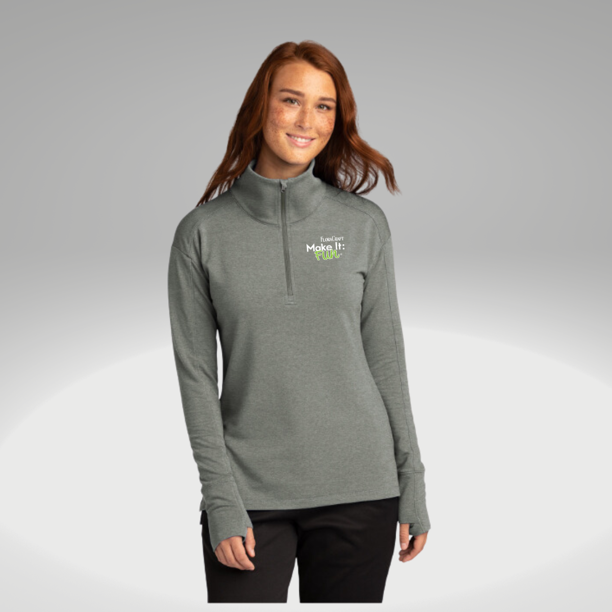 Sport-Tek ® Ladies Sport-Wick ® Flex Fleece 1/4-Zip in Light Grey Heather