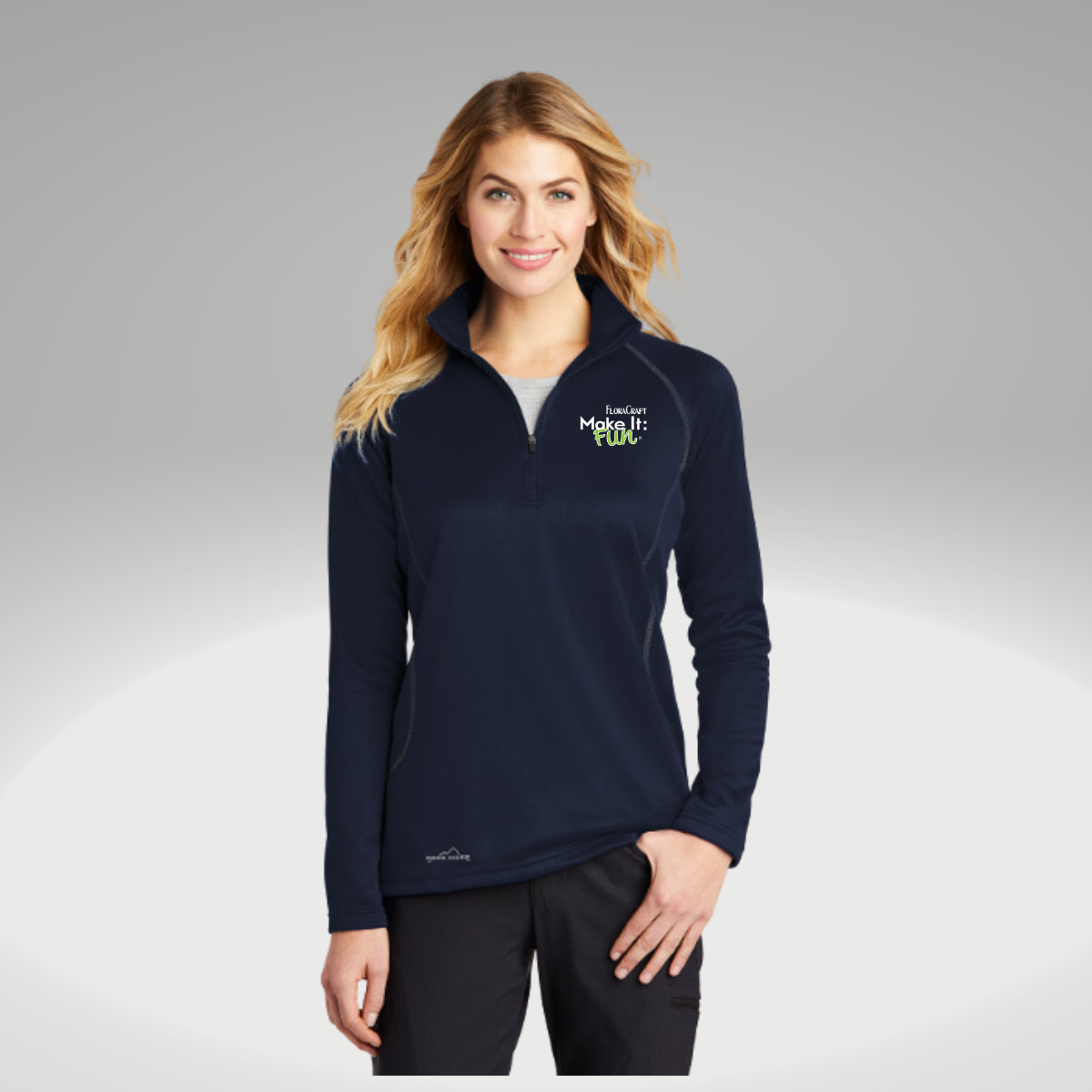 Eddie Bauer® Ladies Smooth Fleece 1/2-Zip in River Blue Navy - Heat Seal