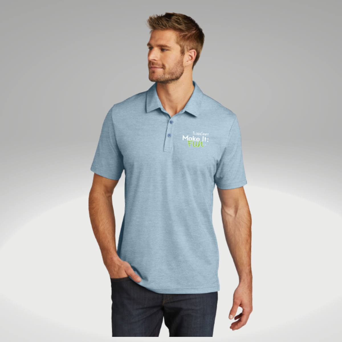 TravisMathew Oceanside Heather Polo in Allure Heather - Embroidery