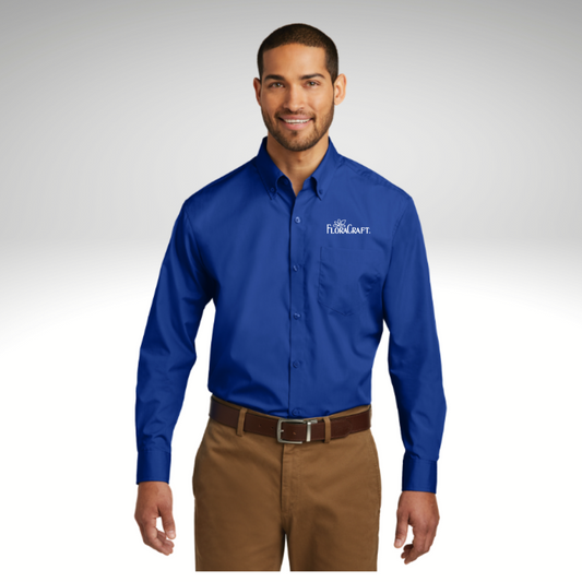 Port Authority® Long Sleeve Carefree Poplin Shirt in True Royal - Embroidery
