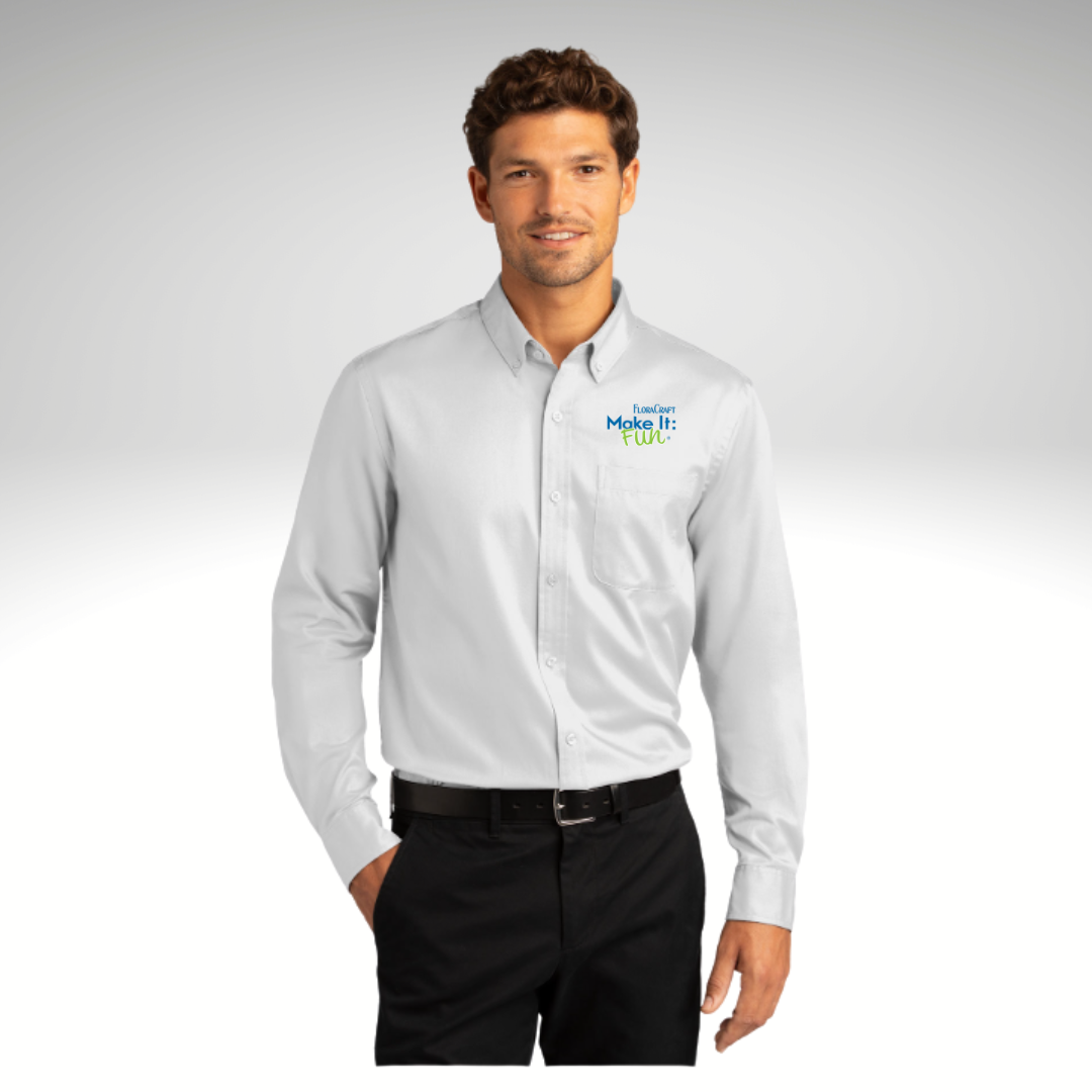 Port Authority® Long Sleeve SuperPro React™ Twill Shirt in White